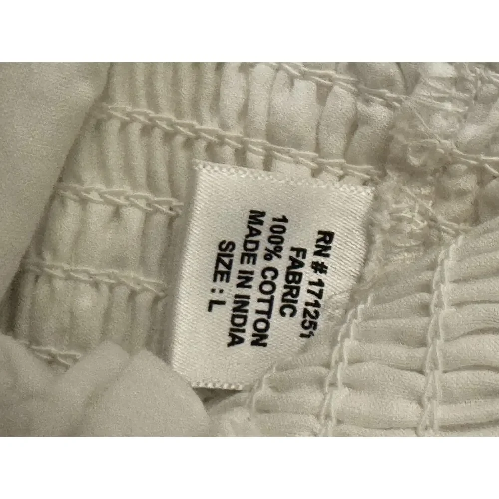 Jennifer & Grace Blouse Sz L White Eyelet Cropped Puff Sleeve Top Coquette - Picture 6 of 8